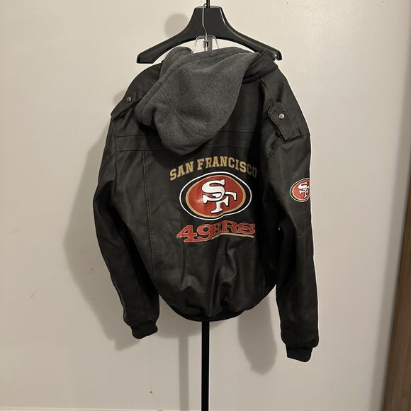 VINTAGE NFL 49ERS SAN FRANCISCO LEATHER BOMBER JACKET Men's 3XL